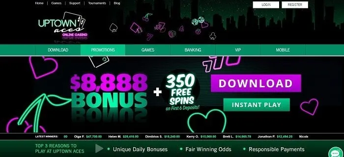 Uptown Pokies Promotions Page